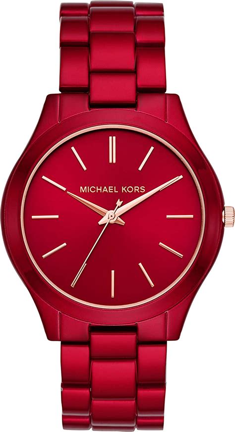 all red michael kors watch|mk3895.